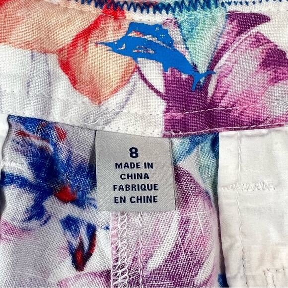 Tommy Bahama Linen Bermuda Shorts 8 Valentina Villa 9" Hawaiian Floral Coastal - Picture 12 of 12
